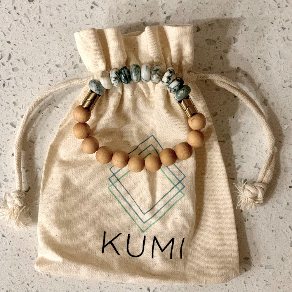 Stackable Green Diffuser Bracelet Tree Agate Rosewood
